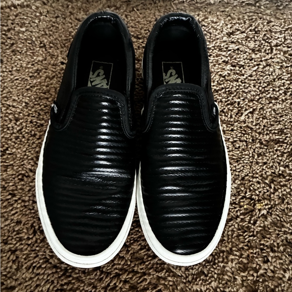 Vans Black Textured Slip-On Sneakers